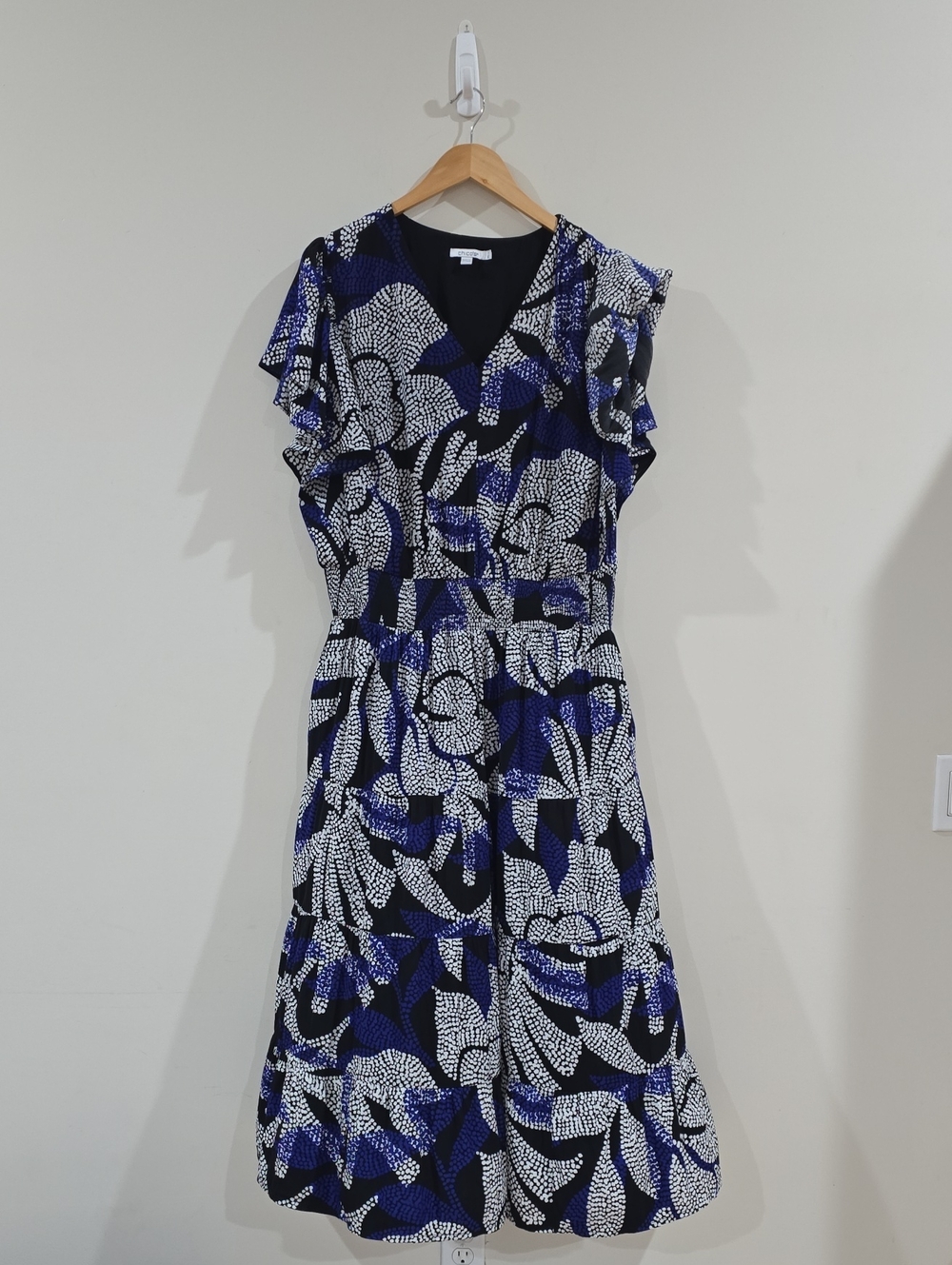 Romantic Chico's Floral Flutter Sleeve MAXI SZ 16 / 3 With Pockets